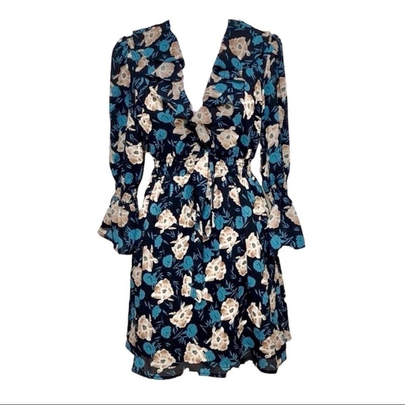 ANAMA Boho Mid-Sleeved Floral Ruffle Dress - Picture 1 of 10